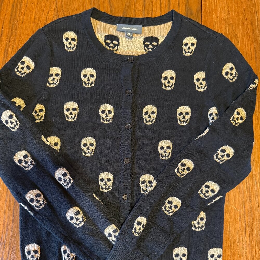 Modcloth Black & Gold Cardigan Sweater M